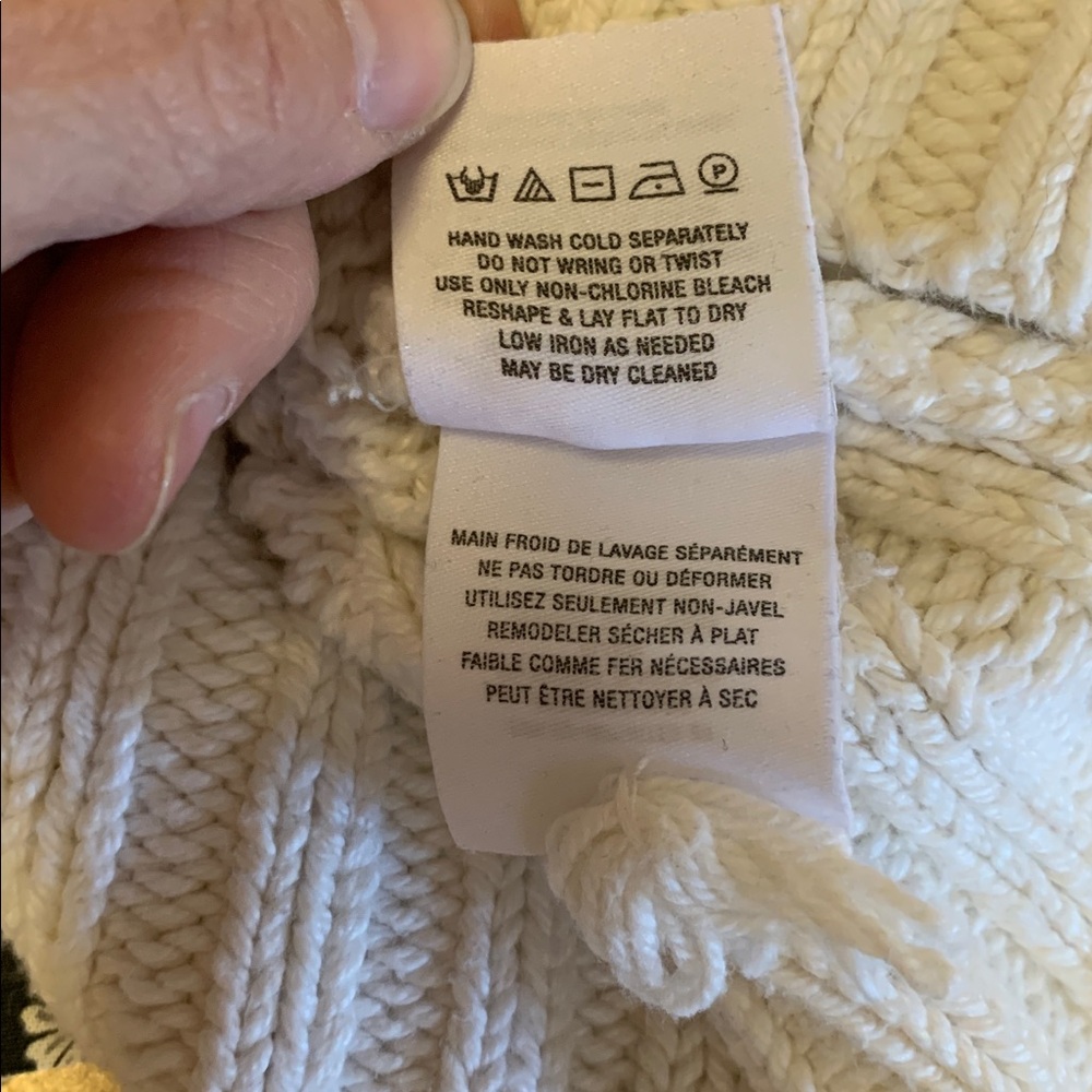Elegant Anthropologie X Moth Chatwin Cream Chunky Cable Knit Women's Sweater - Picture 10 of 13